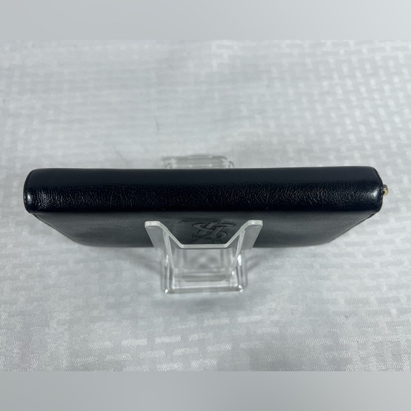 1140: Saint Laurent YSL Black Zip Around Leather Wallet - Picture 5 of 9